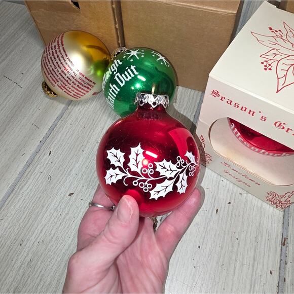 Vtg Mercury Glass Christmas Ornaments Austria German Set Of 4 Red Green Yellow - Picture 11 of 15